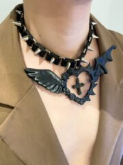 Sweet Punk Spiked Choker Angel Devil Design - Image 6