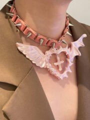 Sweet Punk Spiked Choker Angel Devil Design - Image 4