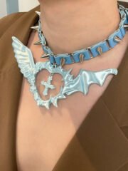 Sweet Punk Spiked Choker Angel Devil Design - Image 5