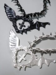 Sweet Punk Spiked Choker Angel Devil Design - Image 2
