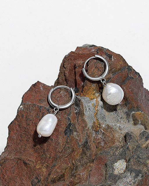 Baroque Elegance Pearl Hoop Earrings2 Baroque Elegance Pearl Hoop Earrings - European Chic - Image 1