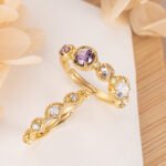 Cosmic Energy Natural Zircon, Moonstone & Amethyst Rings Set
