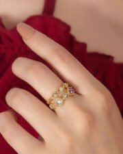 Cosmic Energy Natural Zircon, Moonstone & Amethyst Rings Set - Image 2