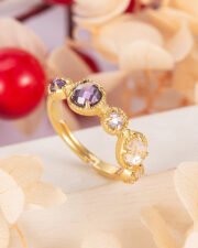 Cosmic Energy Natural Zircon, Moonstone & Amethyst Rings Set - Image 5