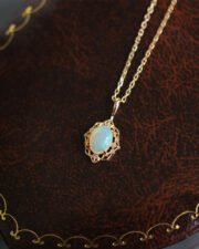 Gilded Lace Egg Surface Opal Pendant Necklace - Victorian Court Style - Image 2