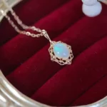 Gilded Lace Egg Surface Opal Pendant Necklace - Victorian Court Style