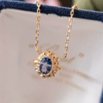 Hollow Lace Natural Tanzanite Pendant - 18K Gold Plated