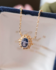 Hollow Lace Natural Tanzanite Pendant - 18K Gold Plated