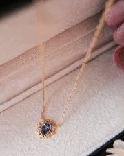 Hollow Lace Natural Tanzanite Pendant - 18K Gold Plated - Image 3