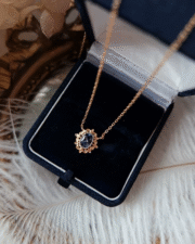 Hollow Lace Natural Tanzanite Pendant - 18K Gold Plated - Image 2