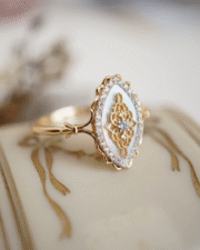 Japanese Minimalist Hollow Lace Shell & Zirconia Ring - Image 2