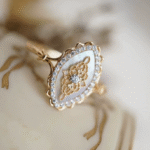 Japanese Minimalist Hollow Lace Shell & Zirconia Ring