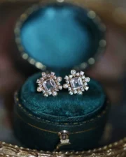 Art Deco Vintage Crystal & Zirconia Charms Silver Pin Earrings - Image 4