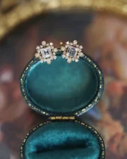 Art Deco Vintage Crystal & Zirconia Charms Silver Pin Earrings - Image 3