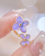 Enamel Butterfly & Purple Petal Adjustable Ring - Image 4