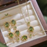 Secret Garden Olive Green Zircon Butterfly Jewelry Set