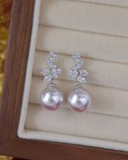 Lavender Pearl & Marquise Zircon Earrings and Ear Clips