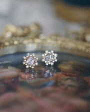 Art Deco Vintage Crystal & Zirconia Charms Silver Pin Earrings - Image 7