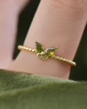 Secret Garden Olive Green Zircon Butterfly Jewelry Set - Image 4