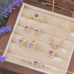 Royal Purple Princess Cut Full Zircon Set