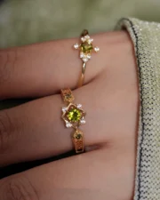 Green Gemstone Open Ring - Vibrant Aesthetic - Image 3