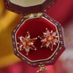 Garnet Red Floral Studs: The Winter Bloom