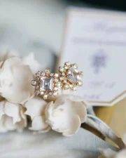 Art Deco Vintage Crystal & Zirconia Charms Silver Pin Earrings