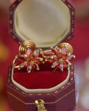 Garnet Red Floral Studs: The Winter Bloom - Image 2
