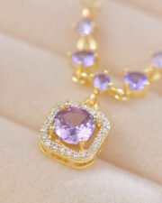 Royal Purple Princess Cut Full Zircon Set - Image 5