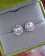 Pearl & Halo Zircon Earrings: The Classic - Image 5