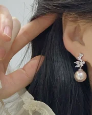 Lavender Pearl & Marquise Zircon Earrings and Ear Clips - Image 5