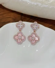 The Pink Blossom: Sparkling Floral Necklace, Bracelet & Earrings Set - Image 5