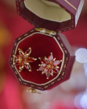 Garnet Red Floral Studs: The Winter Bloom - Image 3