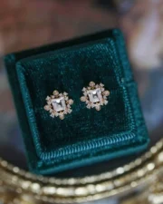 Art Deco Vintage Crystal & Zirconia Charms Silver Pin Earrings - Image 5