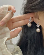 Lavender Pearl & Marquise Zircon Earrings and Ear Clips - Image 2