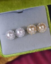 Pearl & Halo Zircon Earrings: The Classic