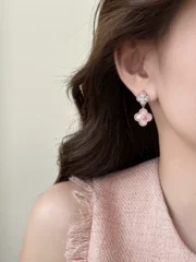 The Pink Blossom: Sparkling Floral Necklace, Bracelet & Earrings Set - Image 6