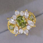 Olive Green Zircon Micro-Pavé Sophisticated Ring