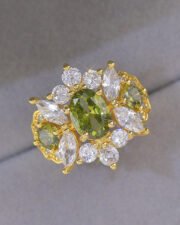 Olive Green Zircon Micro-Pavé Sophisticated Ring