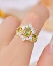 Olive Green Zircon Micro-Pavé Sophisticated Ring - Image 2