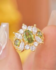 Olive Green Zircon Micro-Pavé Sophisticated Ring - Image 4