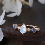 Teardrop Moonstone & Zircon Ring - Light Luxury