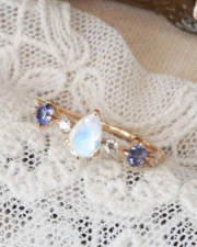Teardrop Moonstone & Zircon Ring - Light Luxury - Image 3